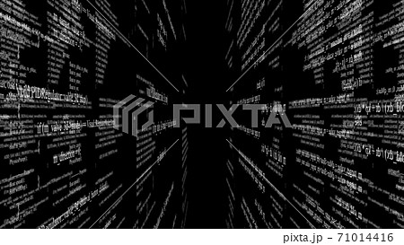 Blocks of program code flying in virtual space 71014416