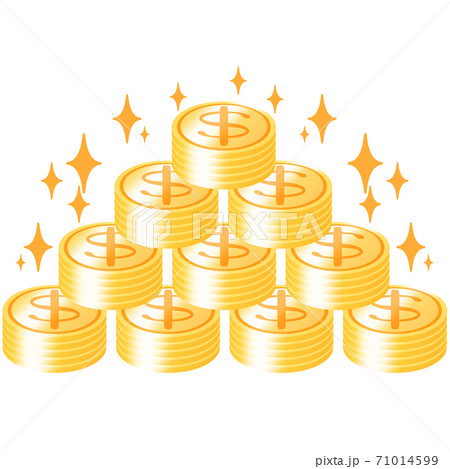 コインタワーとキラキラ ドルのイラスト素材