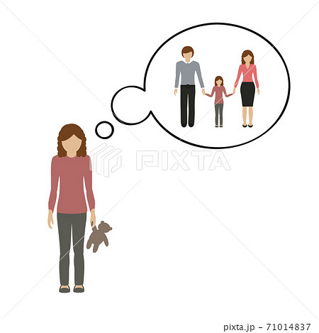 orphan girl is thinking about her family orphan girl is thinking about her family 71014837