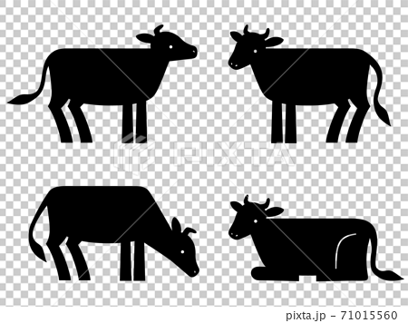 牛のデフォルメシルエットイラストのイラスト素材