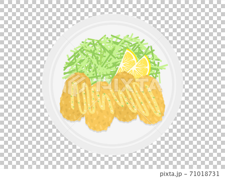 皿に盛られたカキフライのイラスト 71018731