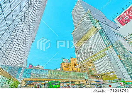 [アニメ風] 東京の都市風景 渋谷駅東口周辺の風景 71018746