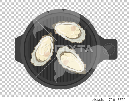 ホットプレートで焼く牡蠣のイラスト 71018751