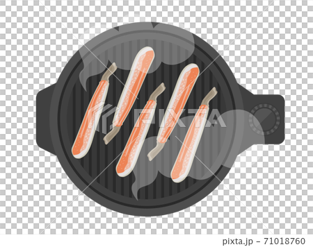 ホットプレートで焼く蟹のイラスト 71018760