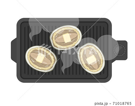 ホットプレートで焼くアワビのバター焼きのイラストのイラスト素材