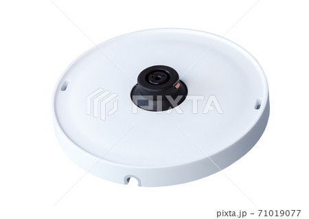 Stand for electric kettle white color round, quick-change platform for kitchen electrical appliance isolated on white background. Stand for electric kettle white color round, quick-change platform for kitchen electrical appliance isolated on white background. 71019077