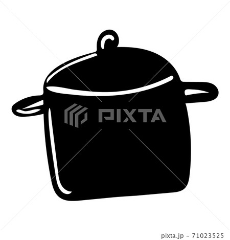 Isolated black kitchen pot in cartoon minimal style 71023525