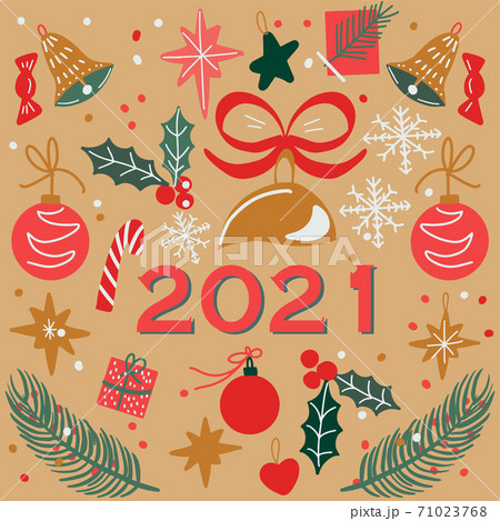 Modern Christmas and new year card art deco style vector 71023768
