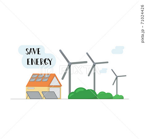 Save energy illustration for eco system design. Vector stock illustration isolated on white background. 71024426