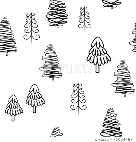 Christmas tree simple vector seamless pattern in cute cartoon style, decorative forest fir-tree for textile, gift paper, family gatherings winter holidays design, wintertime festive period celebration 71024467