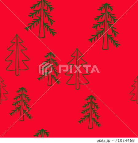 Christmas tree simple vector seamless pattern in cute cartoon style, decorative forest fir-tree for textile, gift paper, family gatherings winter holidays design, wintertime festive period celebration 71024469