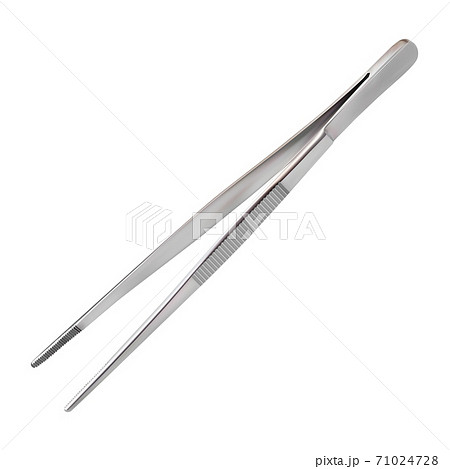 Dissecting Forceps for use in surgical procedures to hold delicate tissues during suturing used to tie sutures at the end of the procedure and hold dressings. Isolated object Vector illustrations. 71024728
