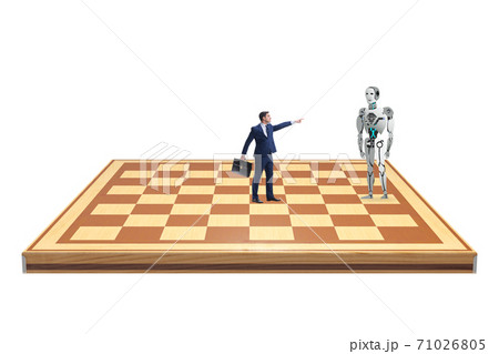 Concept of rivalry between robots and humans Concept of rivalry between robots and humans 71026805