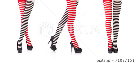 Striped leggings isolated on the white 71027151