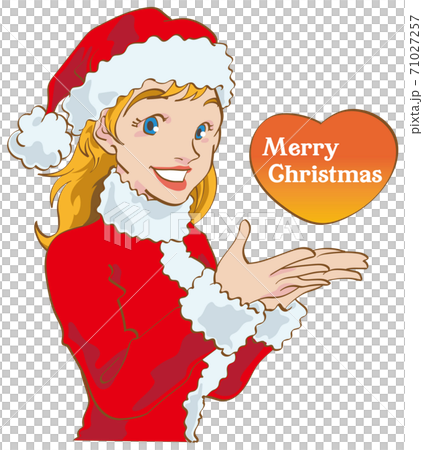 クリスマスを祝うサンタクロース衣装の西洋人女性 クリスマスを祝うサンタクロース衣装の西洋人女性 71027257