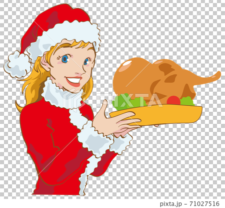 Western woman with turkey for Christmas Western woman with turkey for Christmas 71027516