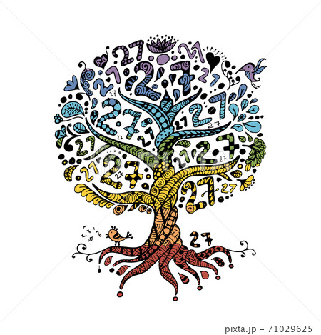 Tree 27 with roots, zentangle for your designのイラスト素材