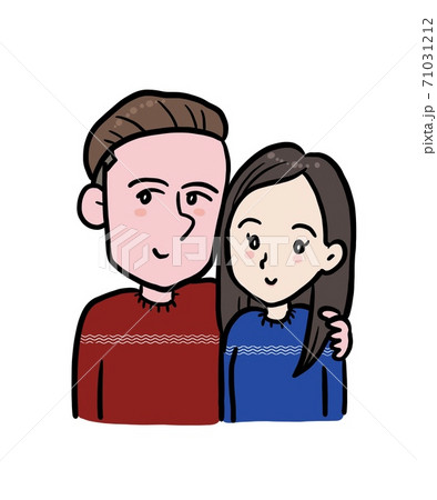 日本人女性と外国人男性のカップルのイラストのイラスト素材 日本人女性と外国人男性のカップルのイラストのイラスト素材