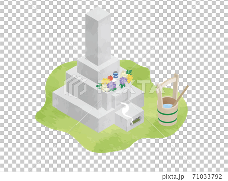 A grave where incense sticks are burned and offered (visiting a Japanese grave) 71033792