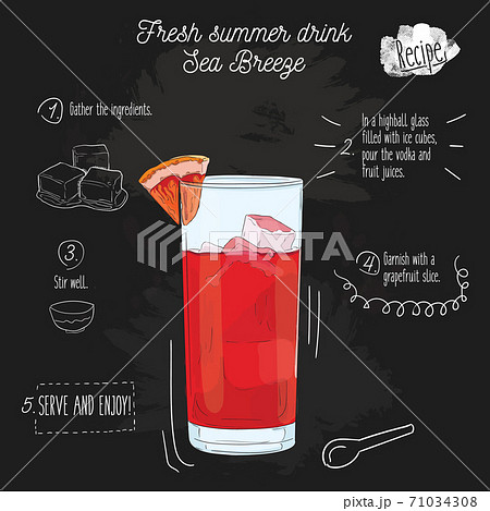 Hand drawn colorful fresh summer drink Sea Breeze on blackboard. 71034308