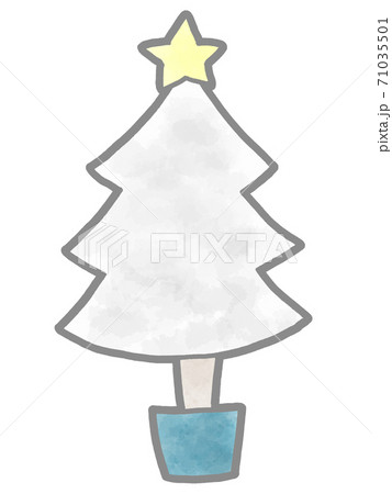 飾りの付いたかわいいクリスマスツリーのイラスト素材