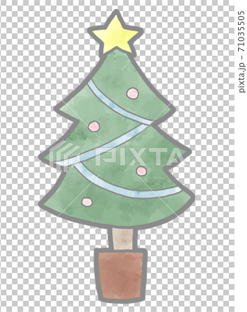 飾りの付いたかわいいクリスマスツリーのイラスト素材