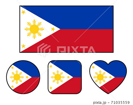 フィリピン国旗のバリエーションセット 縁線あり のイラスト素材
