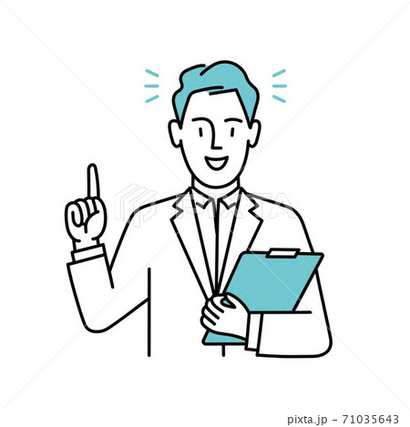 Man or doctor pointing up finger.  71035643