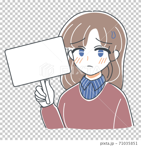 一個陷入困境的臉女孩與矢量標語牌 一個陷入困境的臉女孩與矢量標語牌 71035851