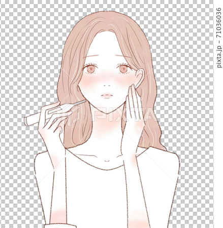 体温計で熱を測る女性 体温計で熱を測る女性 71036036