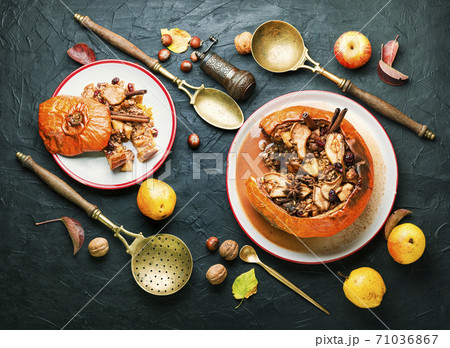 Pumpkin stuffed with dried fruits Pumpkin stuffed with dried fruits 71036867