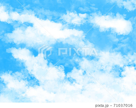 絵本の様なさわやかで可愛いフワフワの空のイラスト素材