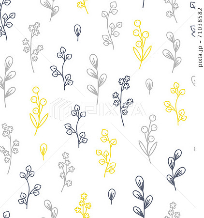 北欧風の植物のシームレスパターンのイラスト素材