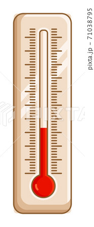 Isolated thermometer on wooden base with celsius scale Isolated thermometer on wooden base with celsius scale 71038795