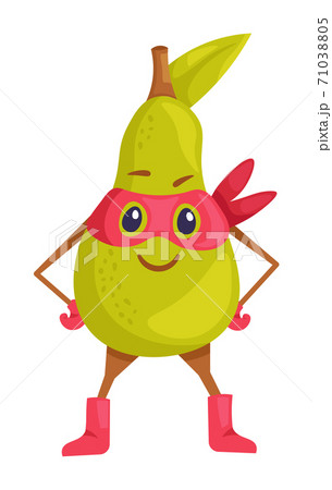 Isolated funny fruit pear superhero in cape and mask 71038805