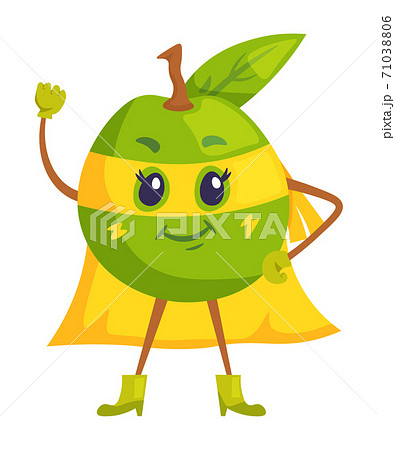 Apple superhero mascot in yellow cloak and mask Apple superhero mascot in yellow cloak and mask 71038806