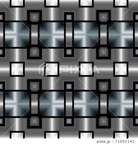 Silver metal seamless pattern with simple geometric ornate for brand, product, gift or card background Silver metal seamless pattern with simple geometric ornate for brand, product, gift or card background 71042142