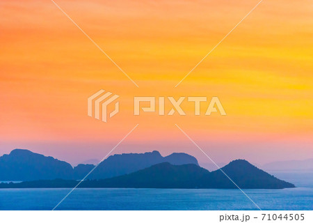 Mountain on sunset sea Mountain on sunset sea 71044505