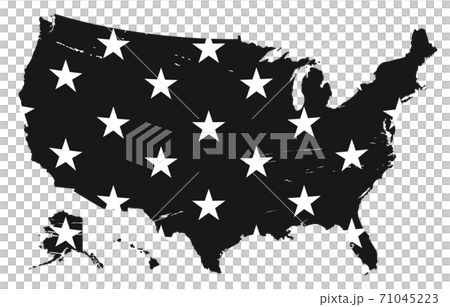 Black Map of the United States with stars. USA map background. Black Map of the United States with stars. USA map background. 71045223