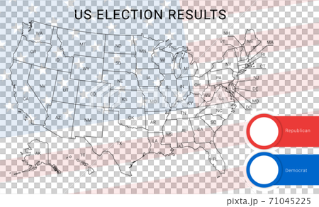 US election map. American Presidential Election results infographics template. All the states are separated and named in the layer panel 71045225