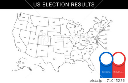 US election map. American Presidential Election results infographics template. All the states are separated and named in the layer panel 71045226