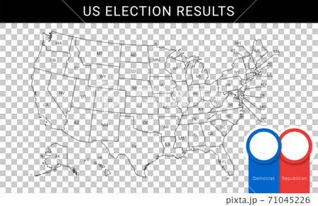 US election map. American Presidential Election results infographics template. All the states are separated and named in the layer panel 71045226