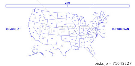 US election map. American Presidential Election results infographics template. All the states are separated and named in the layer panel US election map. American Presidential Election results infographics template. All the states are separated and named in the layer panel 71045227