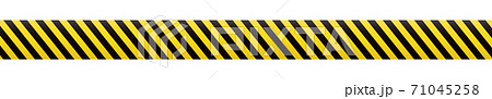 Barrier tape. Construction border. Black and yellow restriction line. Do not cross boundary tape. 71045258