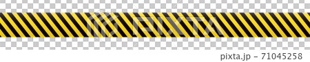 Barrier tape. Construction border. Black and yellow restriction line. Do not cross boundary tape. 71045258