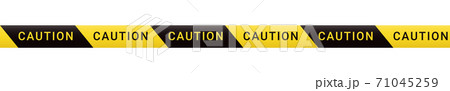 Barricade tape. Boundary line. Yellow and black barrier tape. Construction border. 71045259