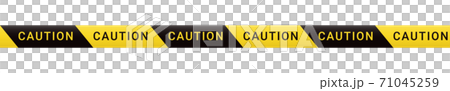 Barricade tape. Boundary line. Yellow and black barrier tape. Construction border. 71045259
