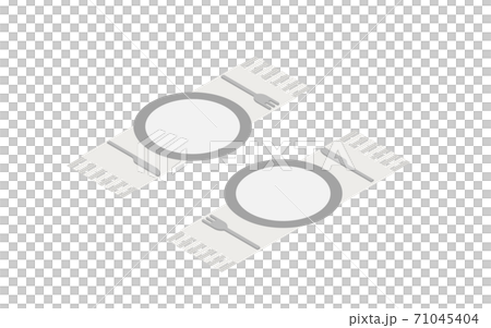板，刀，叉和餐巾等軸測圖 71045404