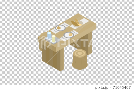 Table seat with bread isometric 71045407