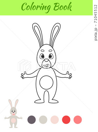 Coloring page happy hare. Coloring book for kids. Educational activity for preschool years kids and toddlers with cute animal. Flat cartoon colorful vector illustration. 71045512